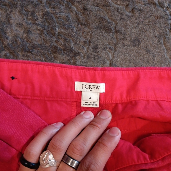 J. Crew Women's Red Linen Cotton Scallop Hem Shorts Sz 4  US - Picture 2 of 5